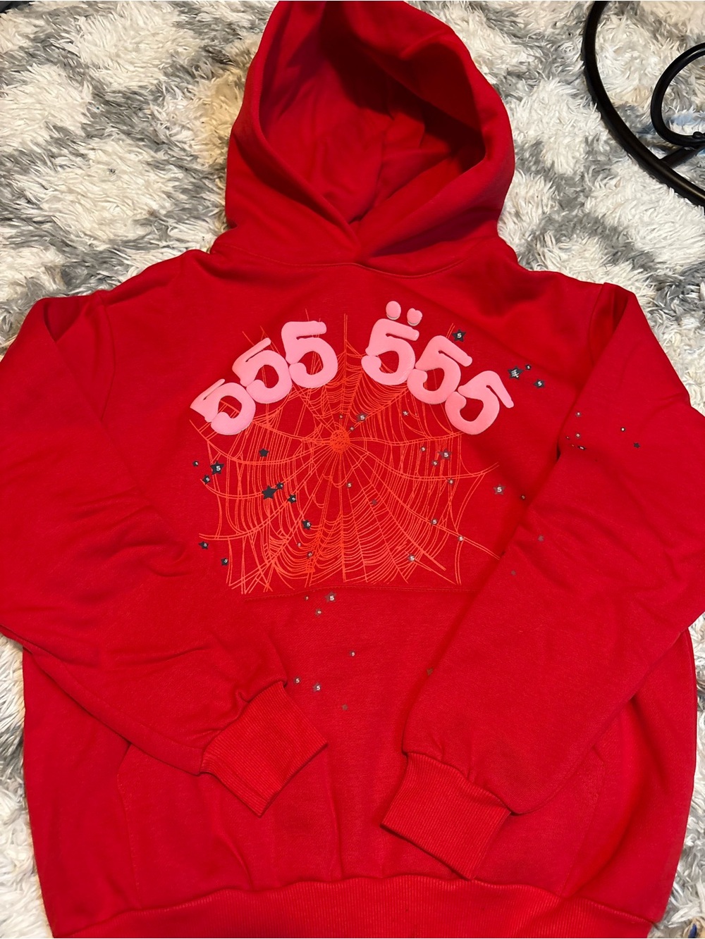 Men's Red Graphic Spiderweb Hoodie Sweatshirt brand new